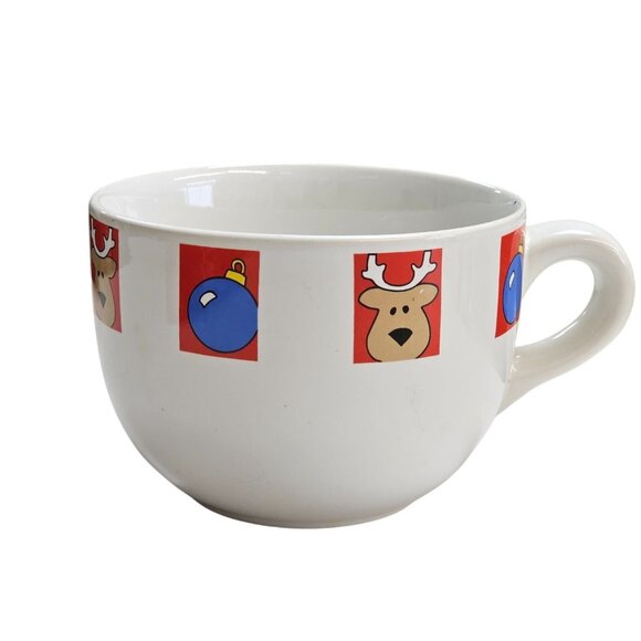 Christmas Large Ceramic Cereal Soup Mug Holiday Cartoon - Picture 1 of 6